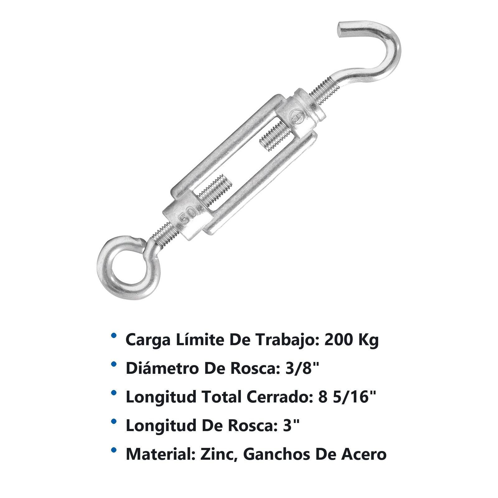 Tensor de zinc gancho - argolla 3/8" Surtek - Imagen 2