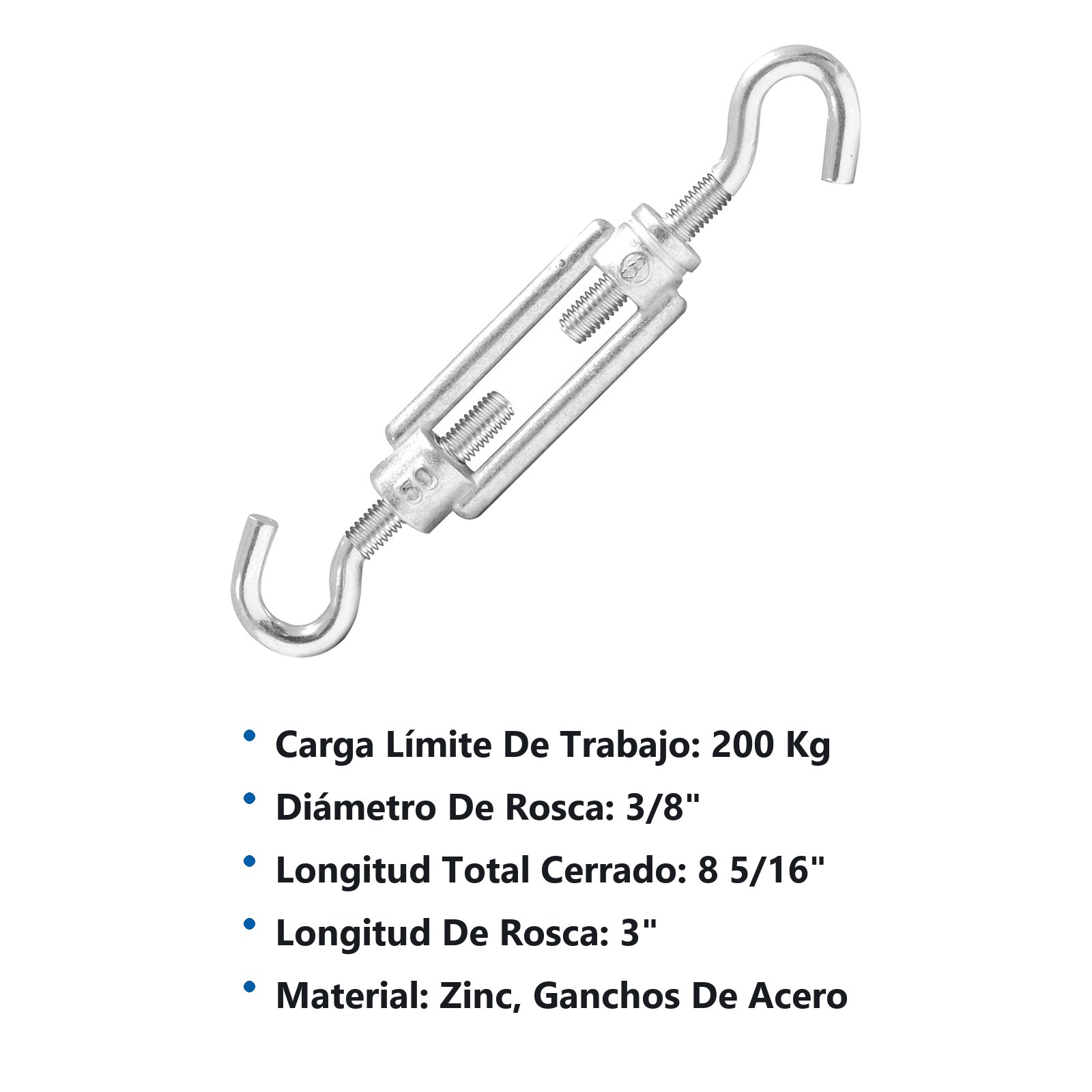 Tensor de zinc gancho - gancho 3/8" Surtek - Imagen 2