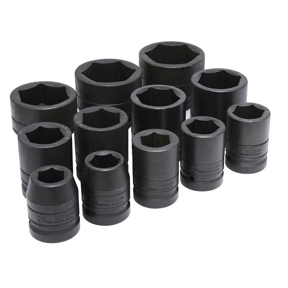 Juego de dados de impacto cuadro de 1", 6 puntas, métricos, 12 piezas Urrea