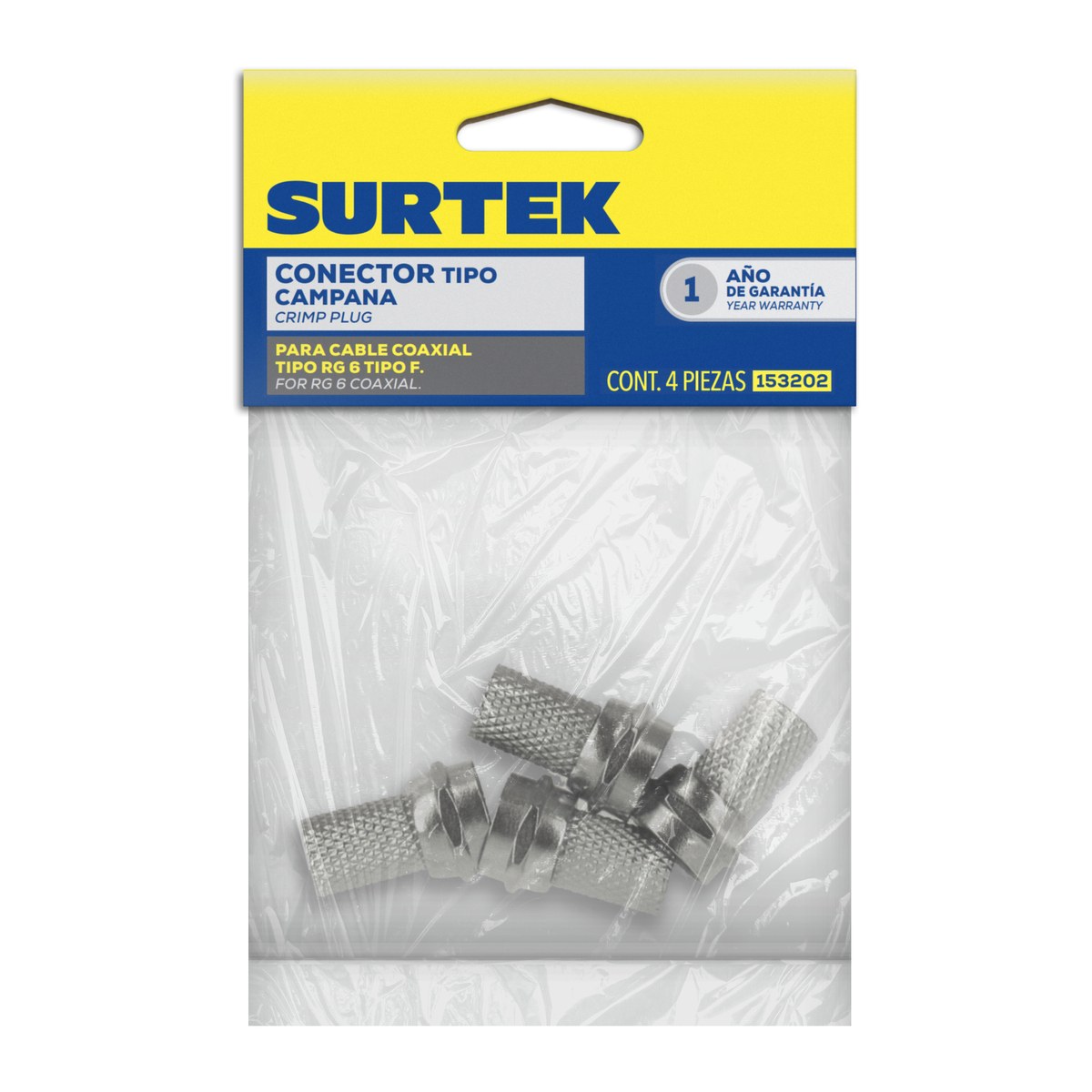 Conector para enroscar cable coaxial RG6, 4 piezas Surtek - Imagen 2