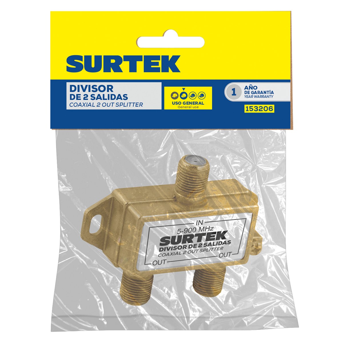 Divisor coaxial , 1 entrada 2 salidas Surtek - Imagen 2