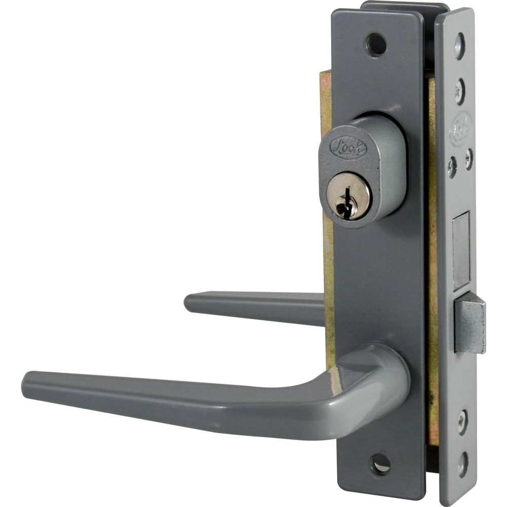 Cerradura clásica para puerta de aluminio función sencilla, gris, llave estándar Lock