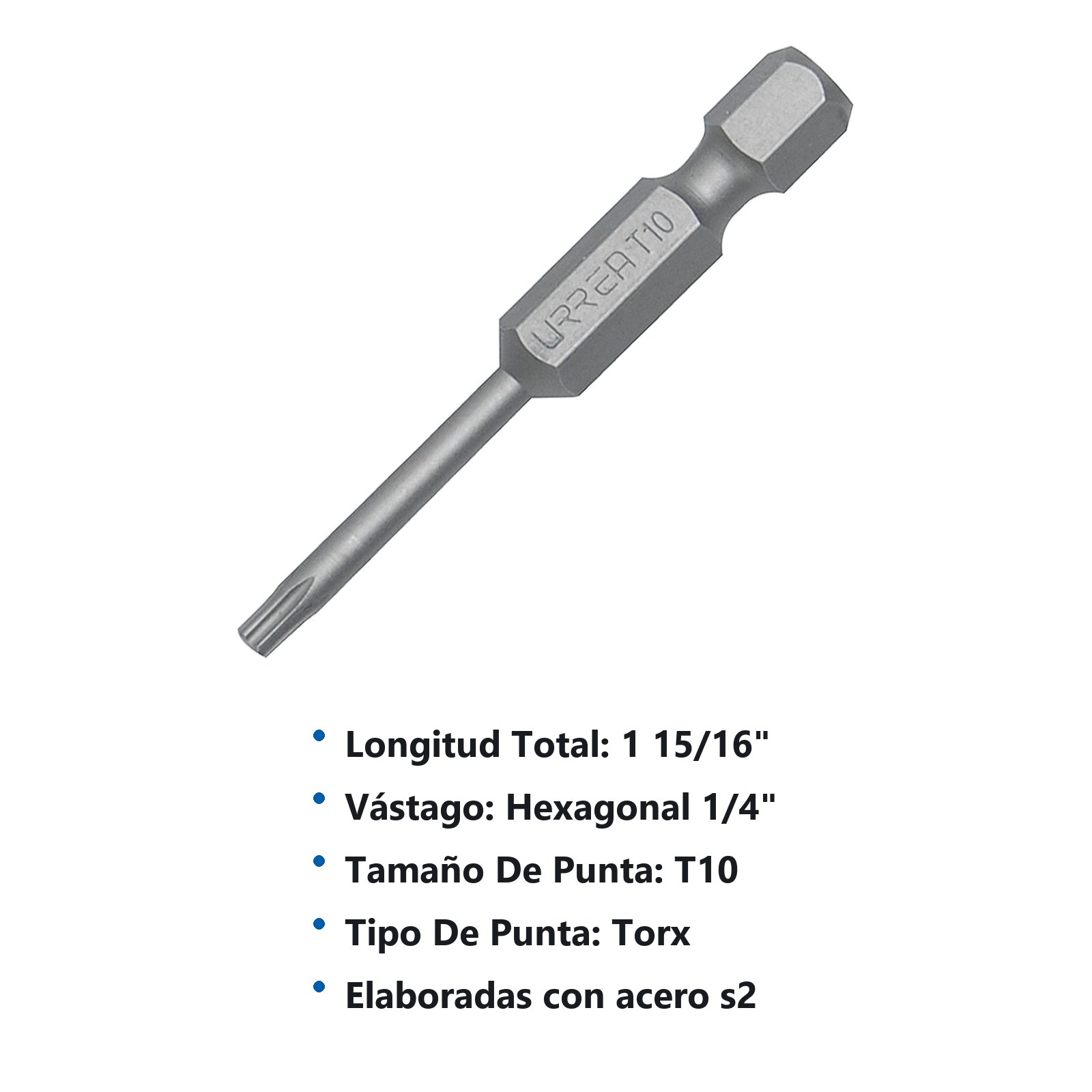 Punta Torx de poder hexágono de 1/4", T10x1-15/16" Urrea - Imagen 3