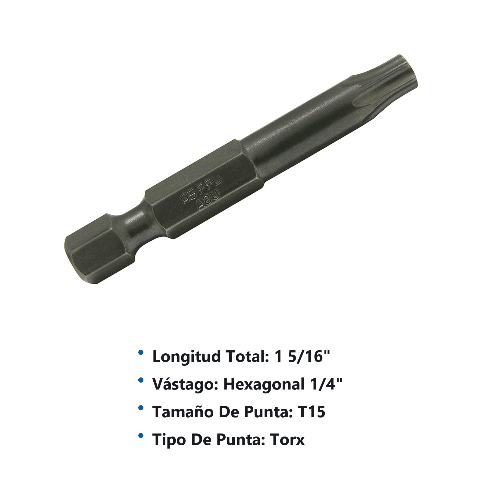 Punta Torx de poder hexágono de 1/4", T15 x 1-15/16" Urrea - Imagen 3