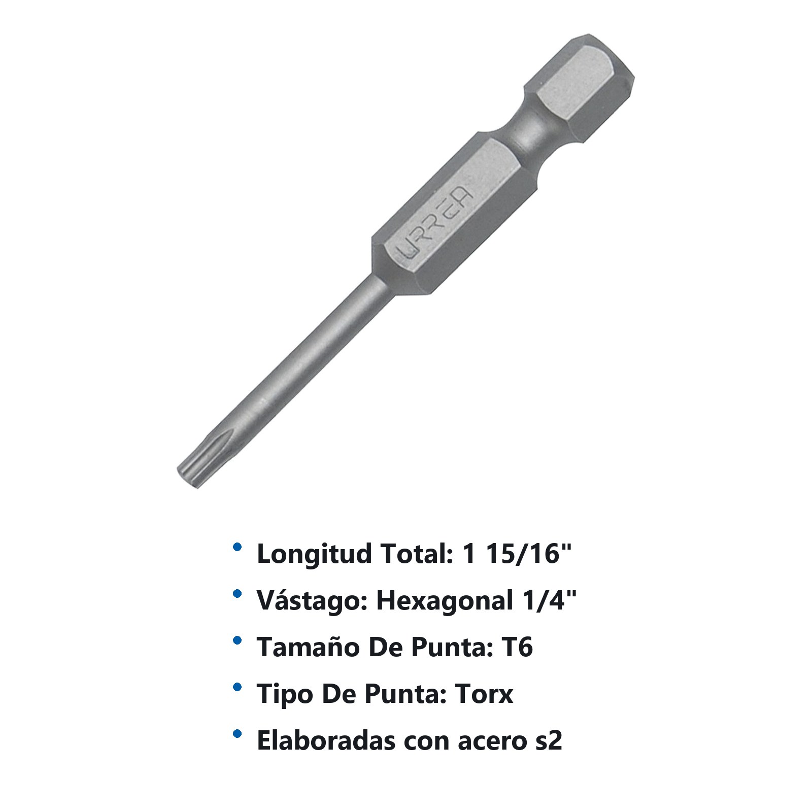 Punta Torx de poder hexágono de 1/4", T6 x 1-15/16" Urrea - Imagen 3