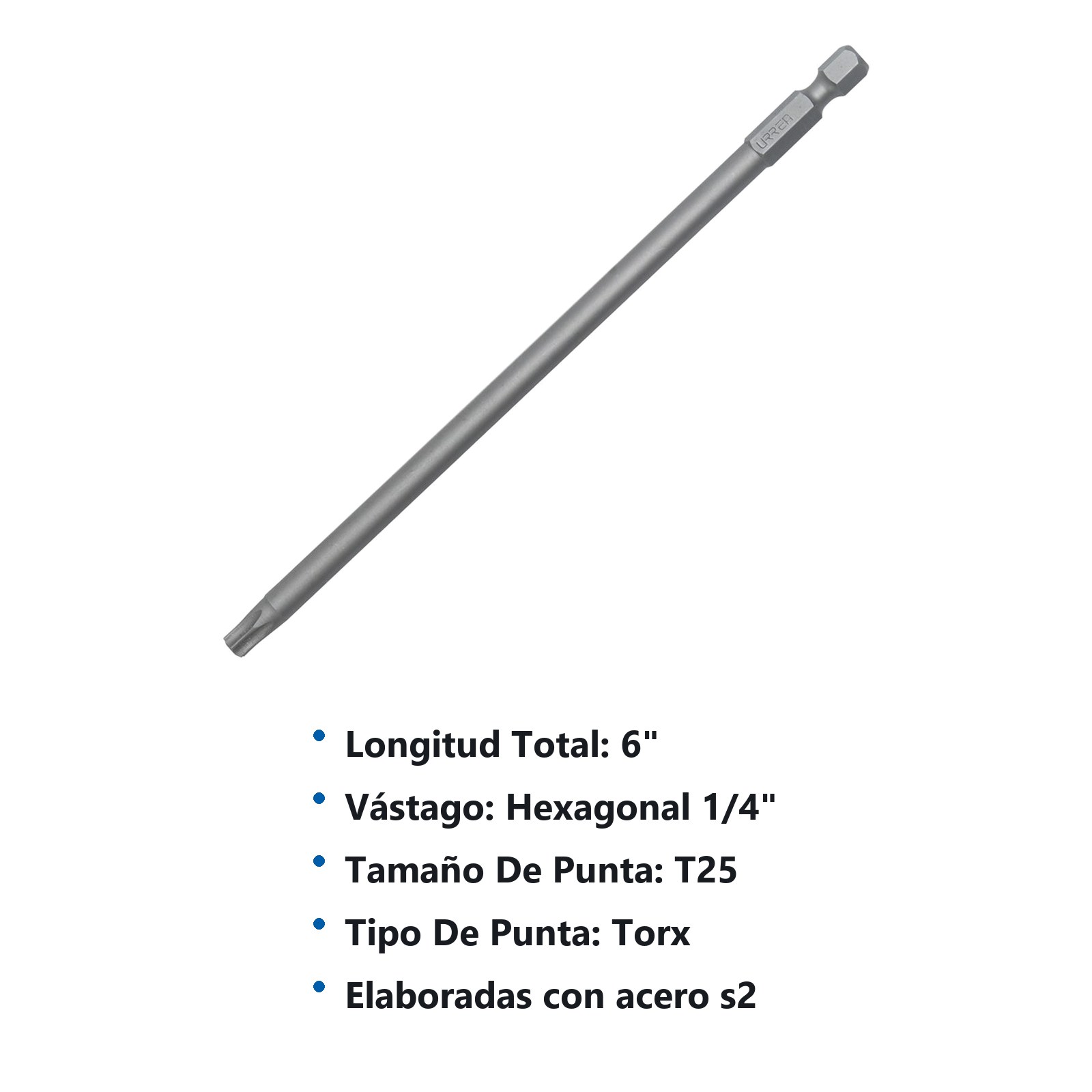 Punta Torx de poder hexágono de 1/4", T25 x 6" Urrea - Imagen 3