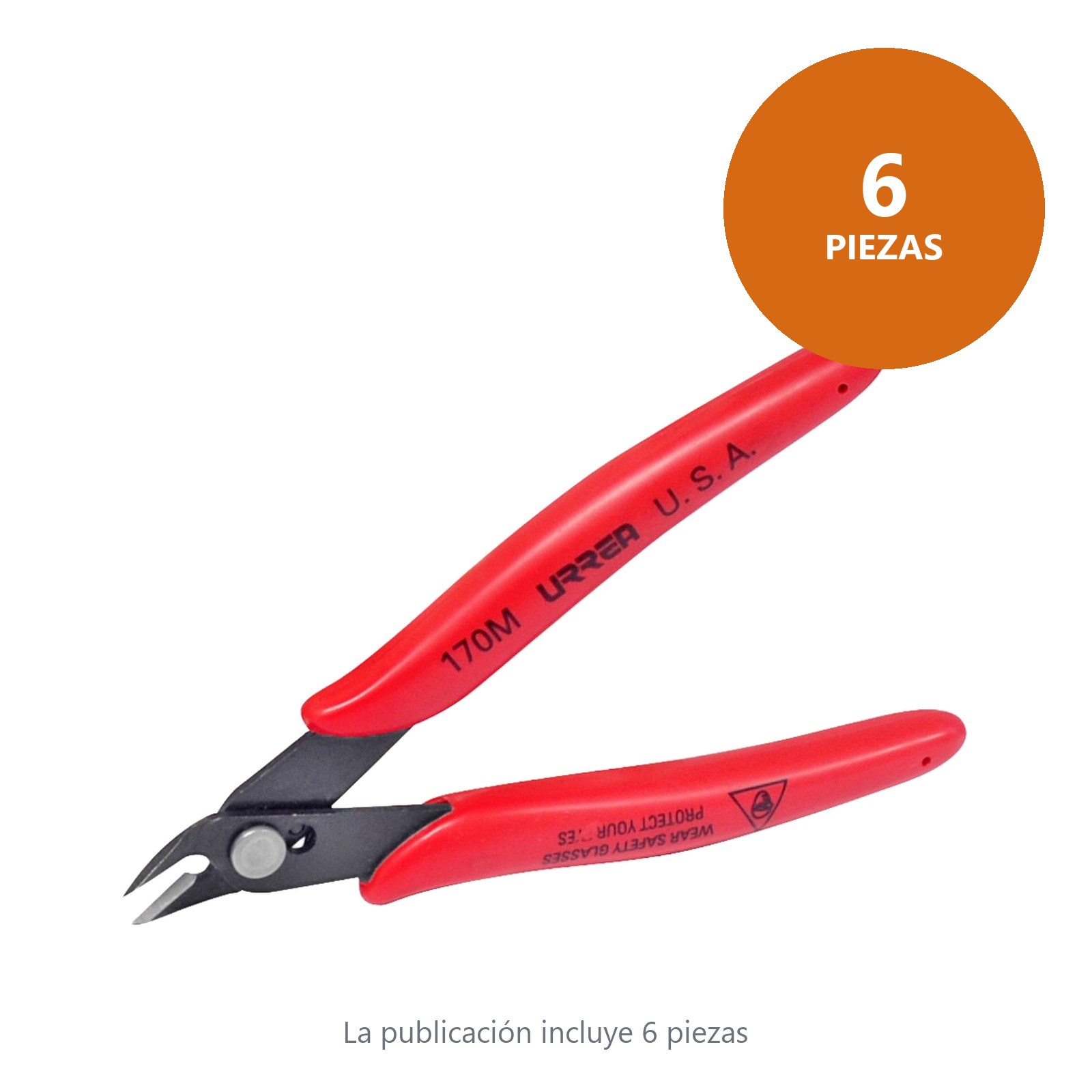 Pinza para electrónica con mango rubber grip de 5-1/8" corte al ras 22° Urrea - Imagen 2