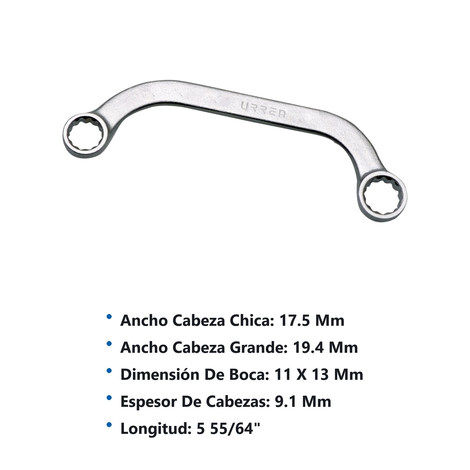 Llave de obstrucción métrica, 12 puntas, 11 x 13 mm Urrea - Imagen 3