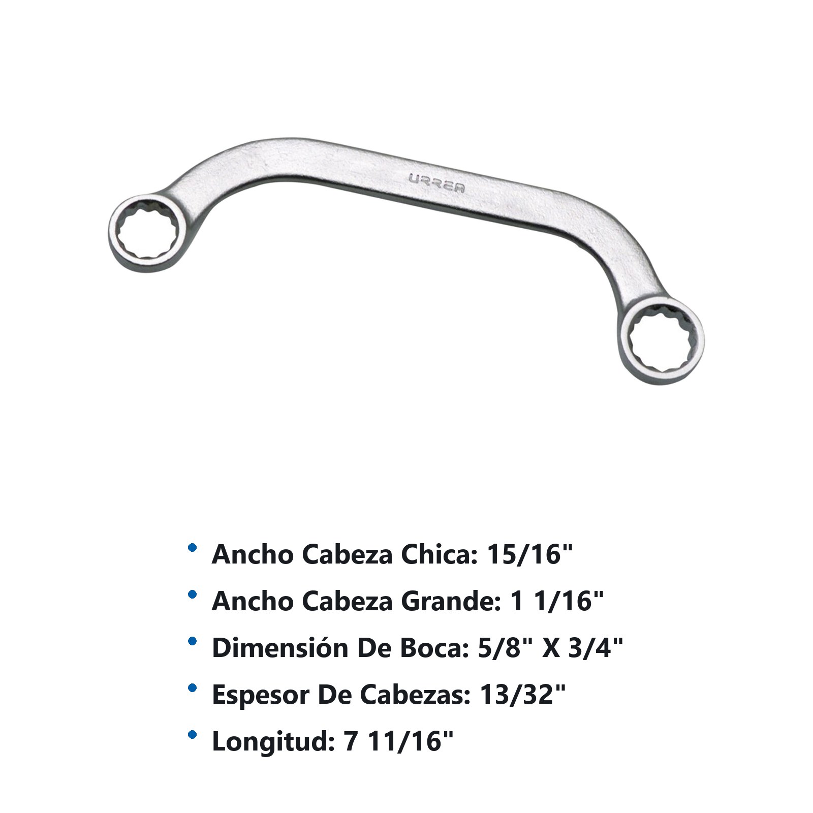 Llave de obstrucción en pulgadas, 12 puntas, 5/8" x 3/4" Urrea - Imagen 3