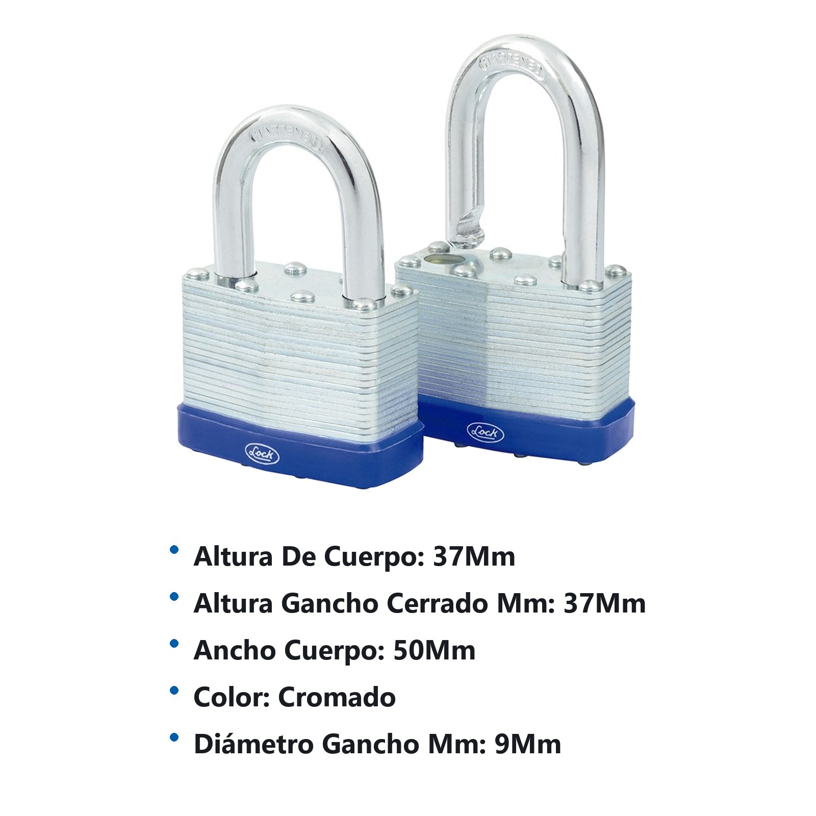 Juego de candados laminados 50 mm, llave estándar, 2 piezas Lock - Imagen 2