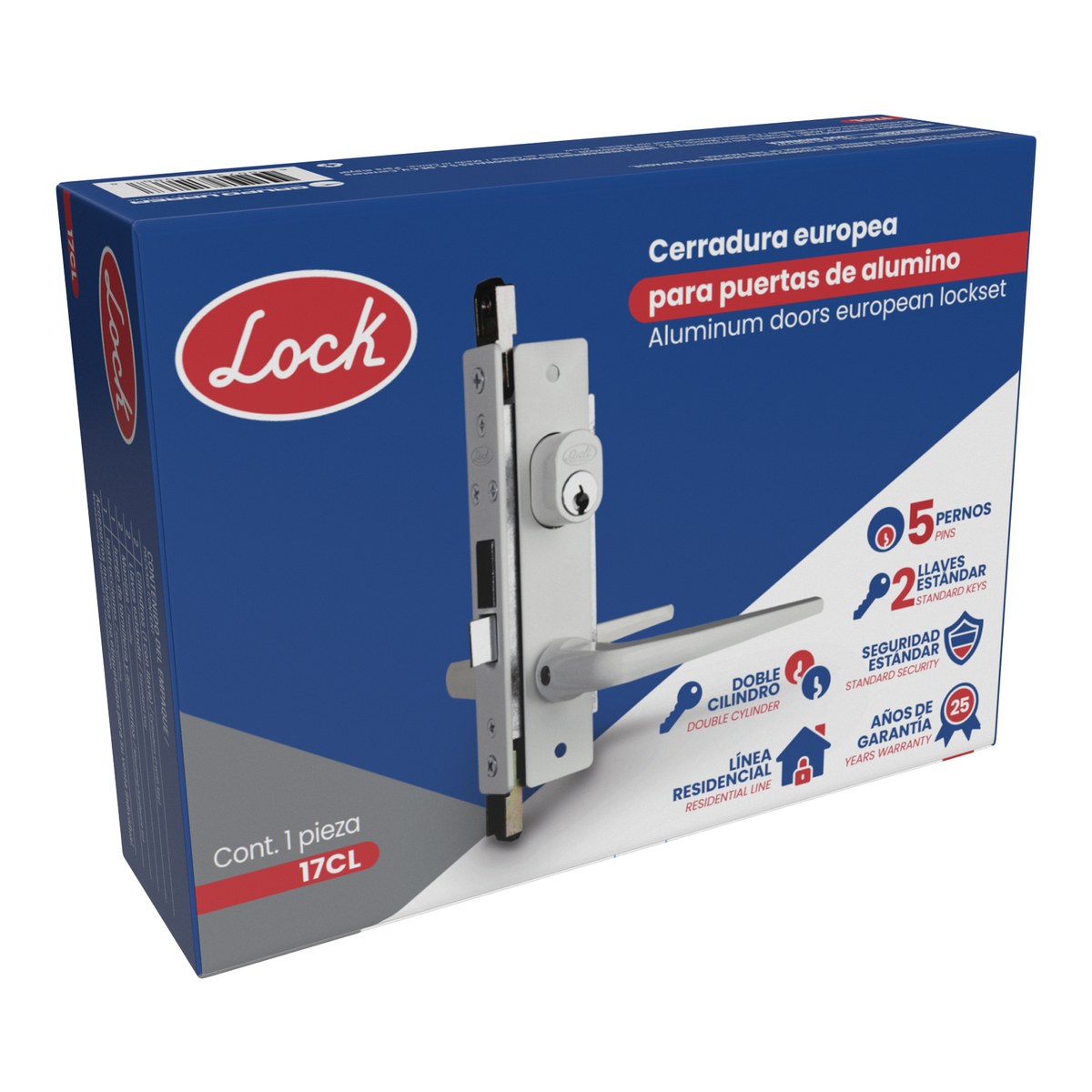 Cerradura clásica para puerta de aluminio función sencilla, blanco, llave estándar Lock - Imagen 2