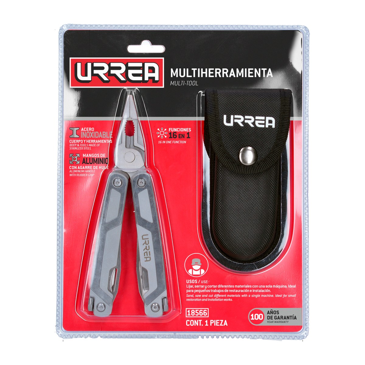Pinza multiherramienta 16 en 1 de 7" Urrea - Imagen 4