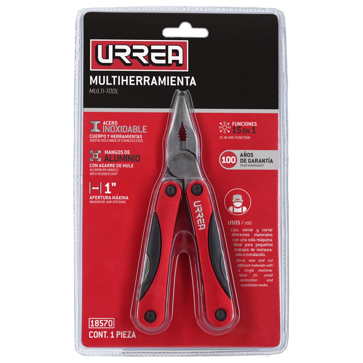 Pinza multiherramienta 15 en 1 de 6" Urrea - Imagen 4