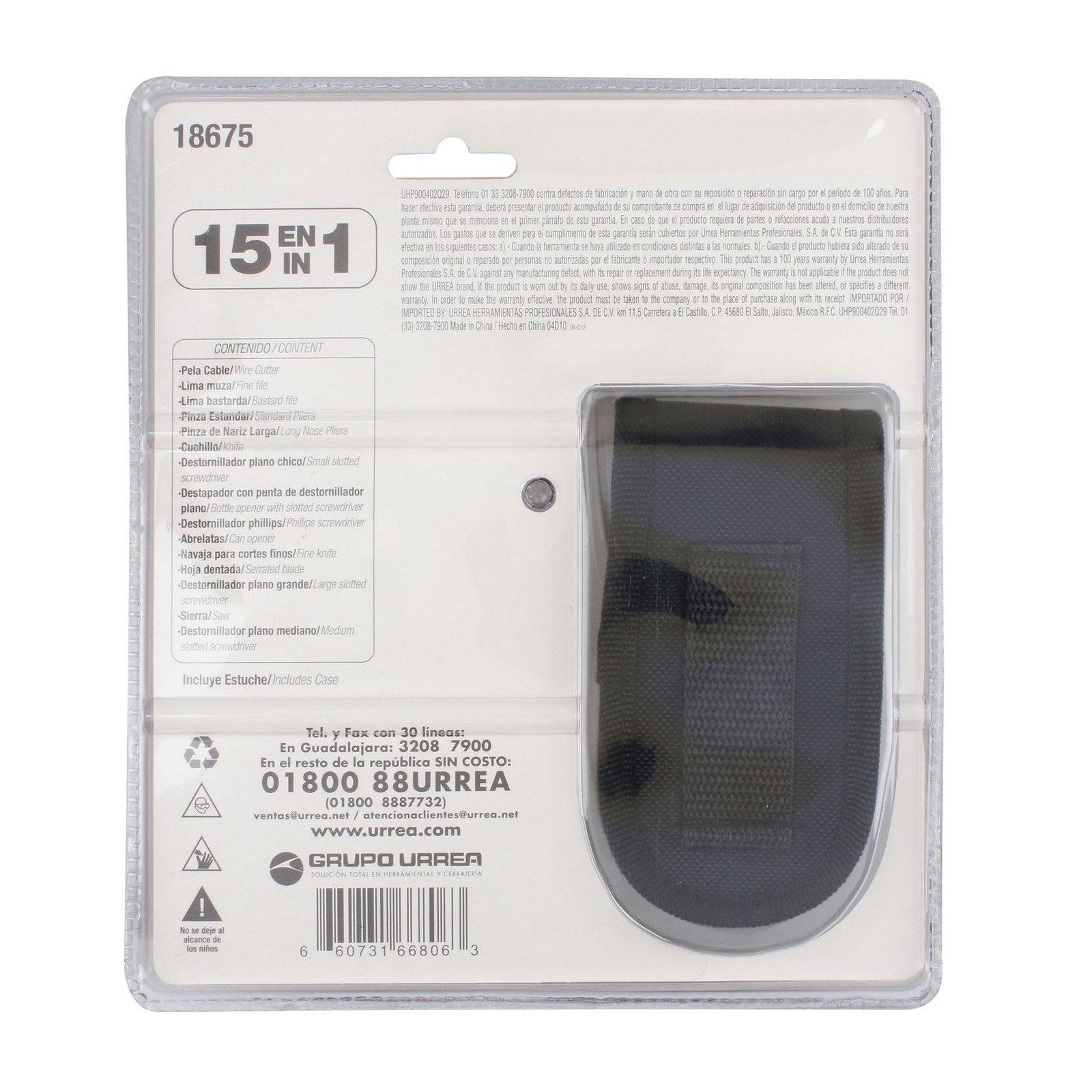 Pinza multiherramienta 15 en 1 de 7" Urrea - Imagen 3