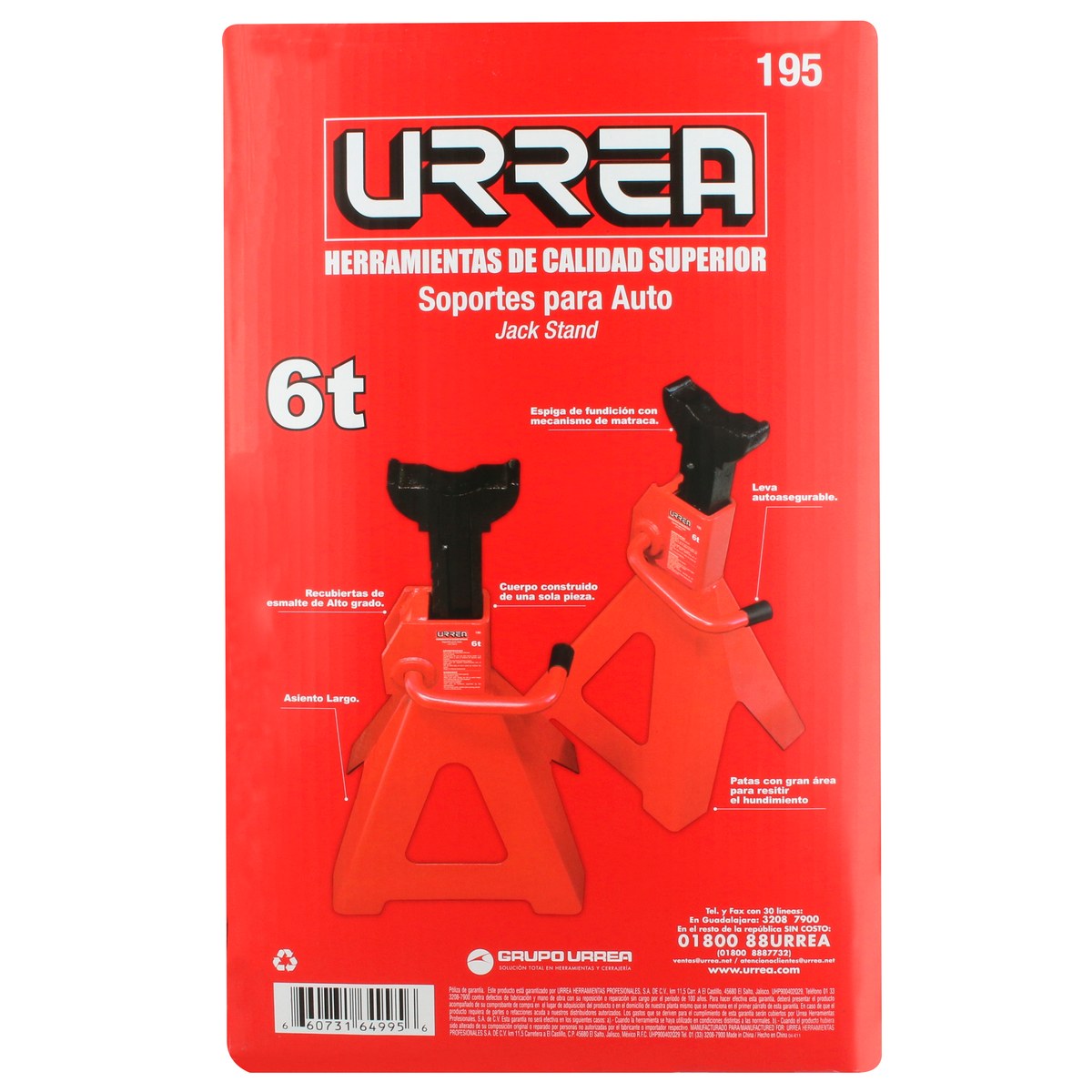 Torres para automóvil de hierro fundido 6 ton, 2 piezas Urrea - Imagen 4
