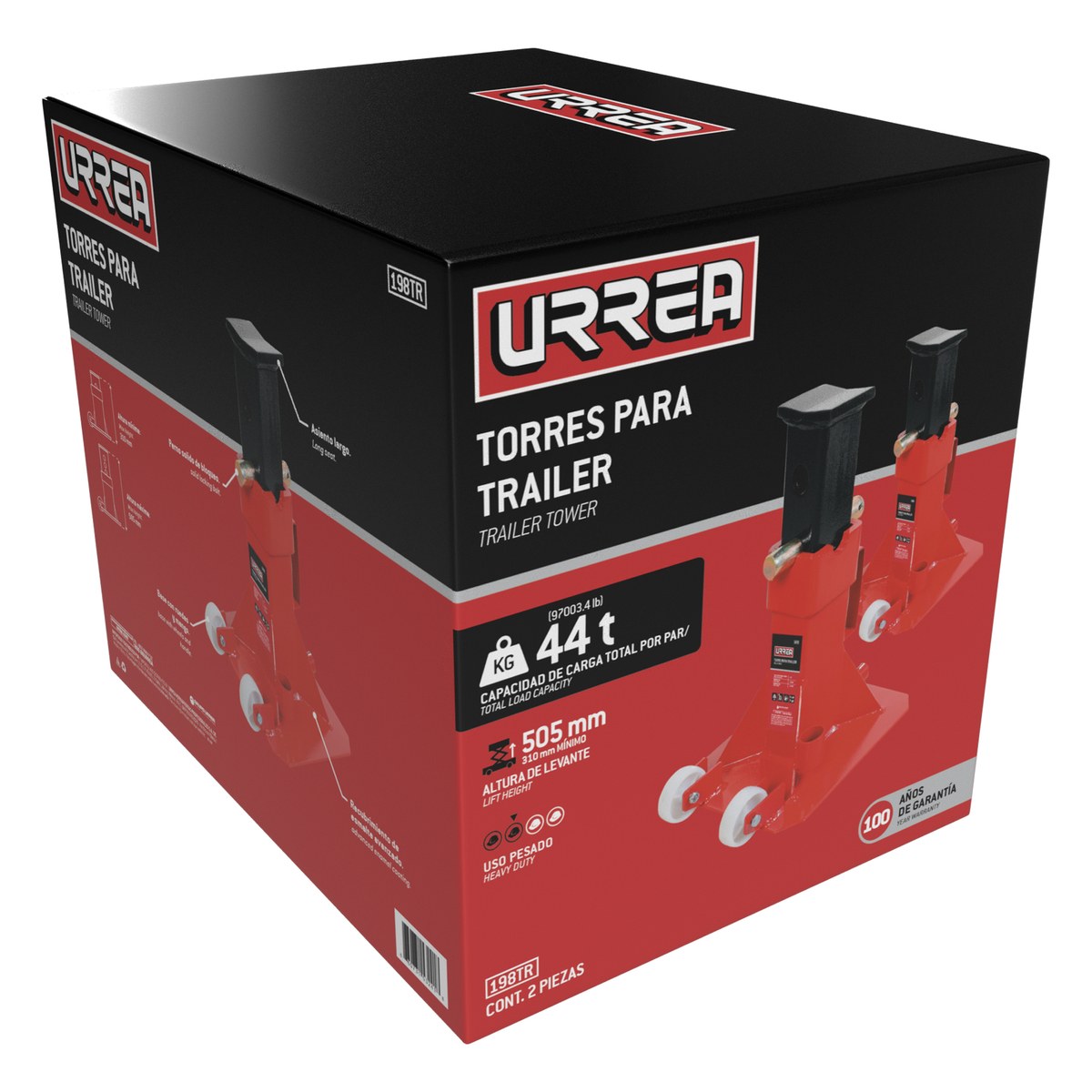 Torres para tráiler de hierro fundido 22 ton con ruedas, 2 piezas Urrea - Imagen 2