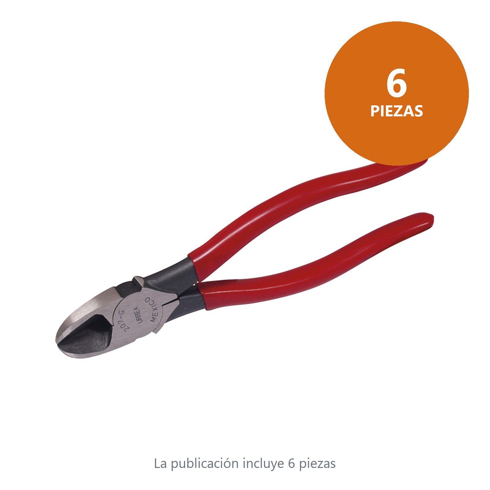 Pinza para electricista con mango rubber grip de 7-3/4" corte diagonal alta palanca Urrea - Imagen 3