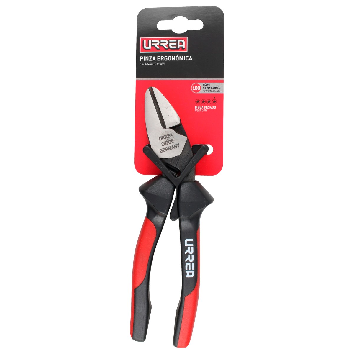 Pinza para electricista con mango bimaterial ergonómica con ángulo de 25° de 7" Urrea - Imagen 2