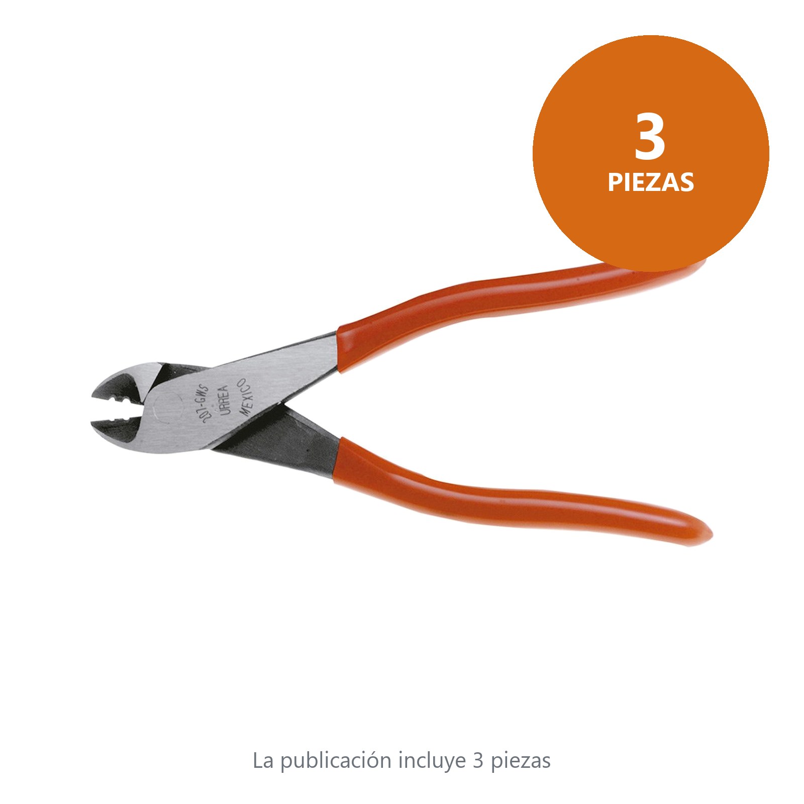 Pinza para electricista con mango rubber grip de 7-5/16" corte diagonal con pela alambre a Urrea - Imagen 4