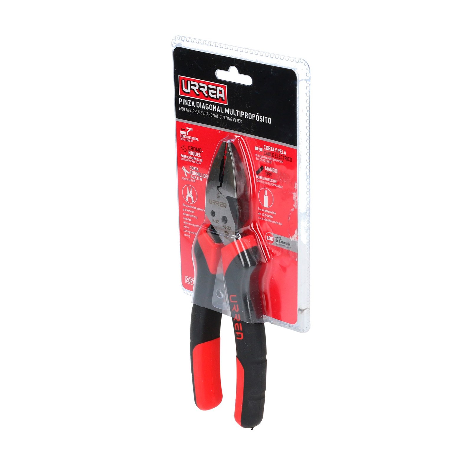 Pinza multipropósitos con mango bimaterial de 7" corte lateral Urrea - Imagen 2