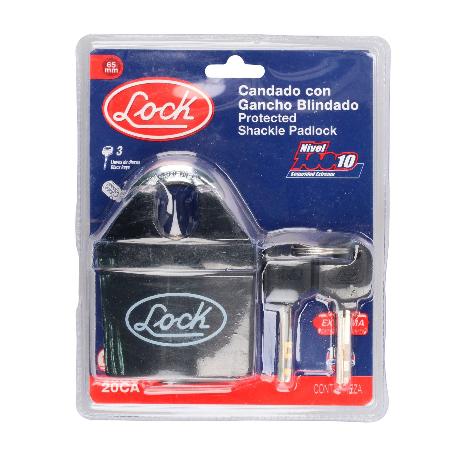 Candado de gancho blindado 65 mm, llave de disco Lock - Imagen 3