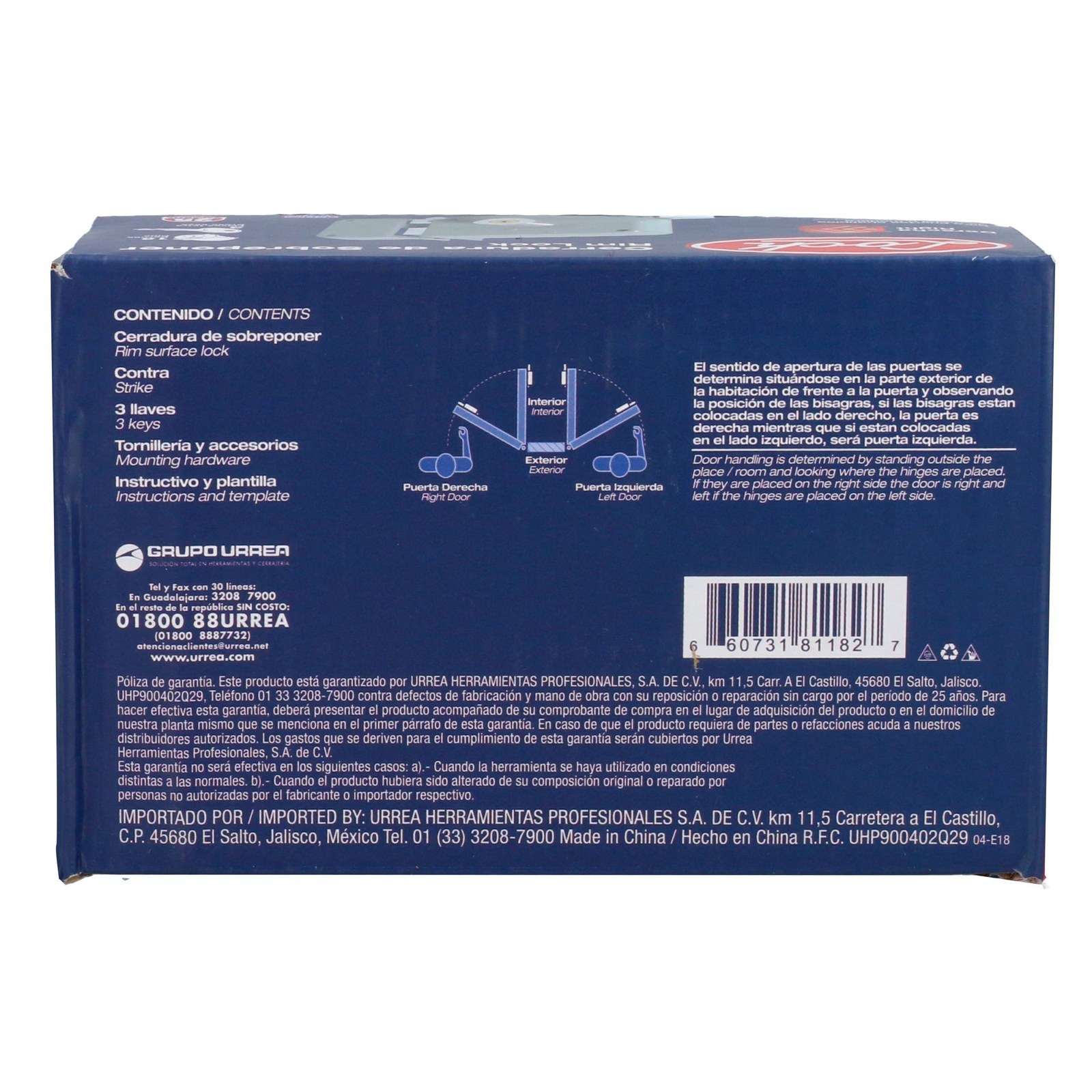 Cerradura sobreponer clásica función derecha , llave tetra, en caja Lock - Imagen 4