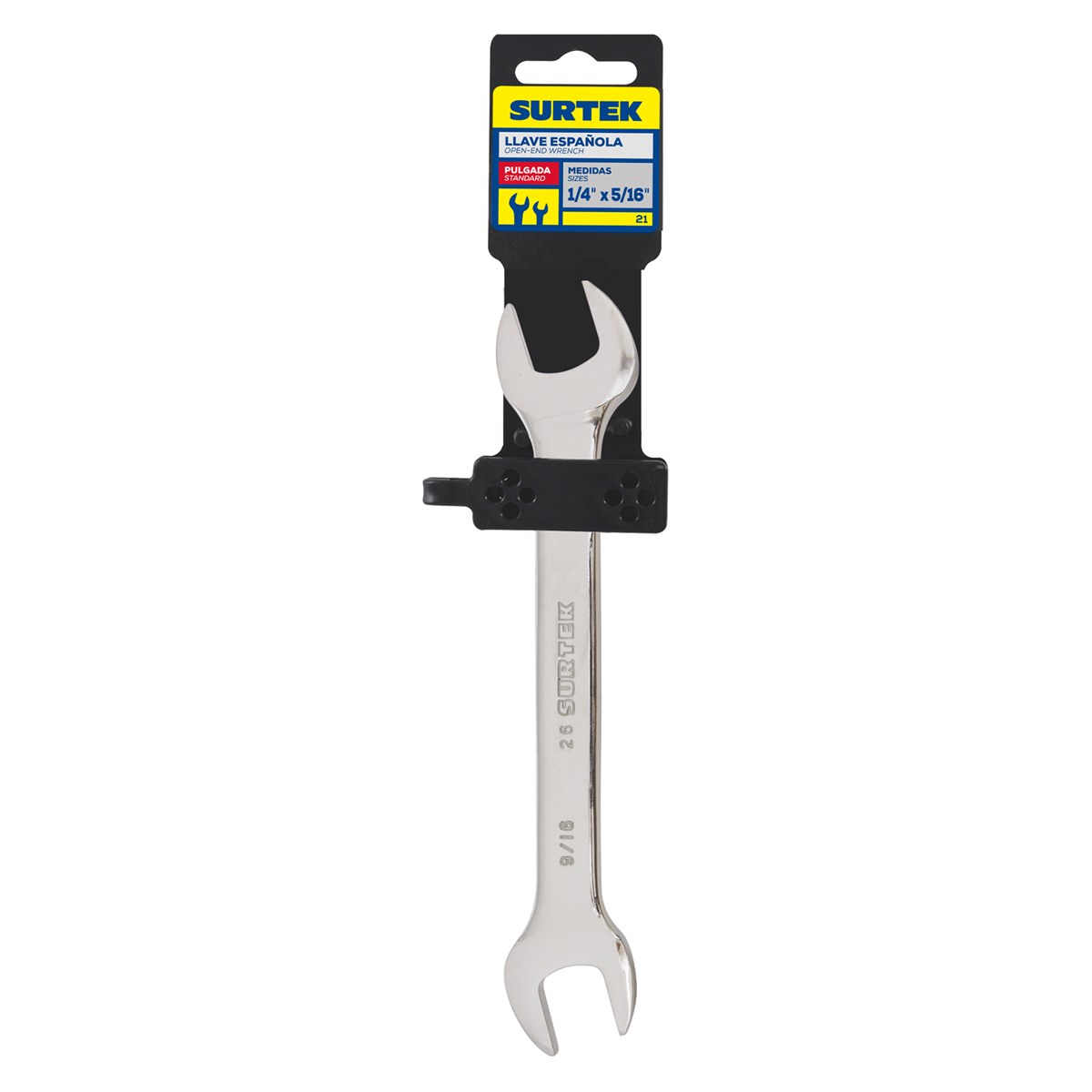 Llave española pulido espejo en pulgadas, 1/4" x 5/16" Surtek - Imagen 2