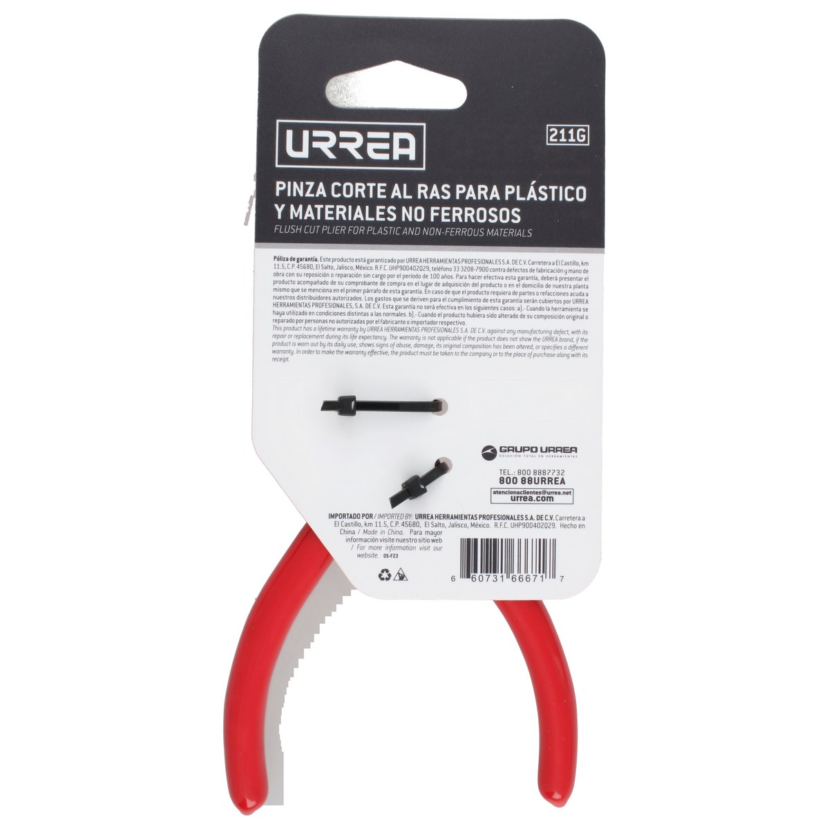 Pinza corte al ras para plástico y materiales no ferroso con mango rubber grip 5" Urrea - Imagen 4