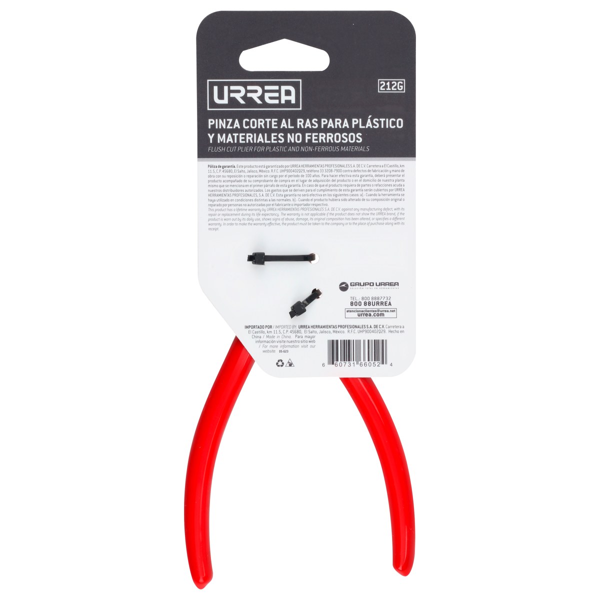 Pinza corte al ras para plástico y materiales no ferroso con mango rubber grip 6" Urrea - Imagen 4