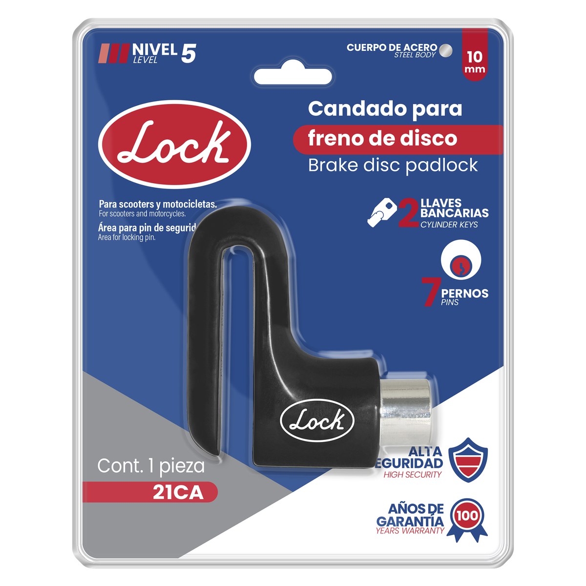 Candado con alarma para freno de disco para motocicleta, llave bancaria Lock - Imagen 2