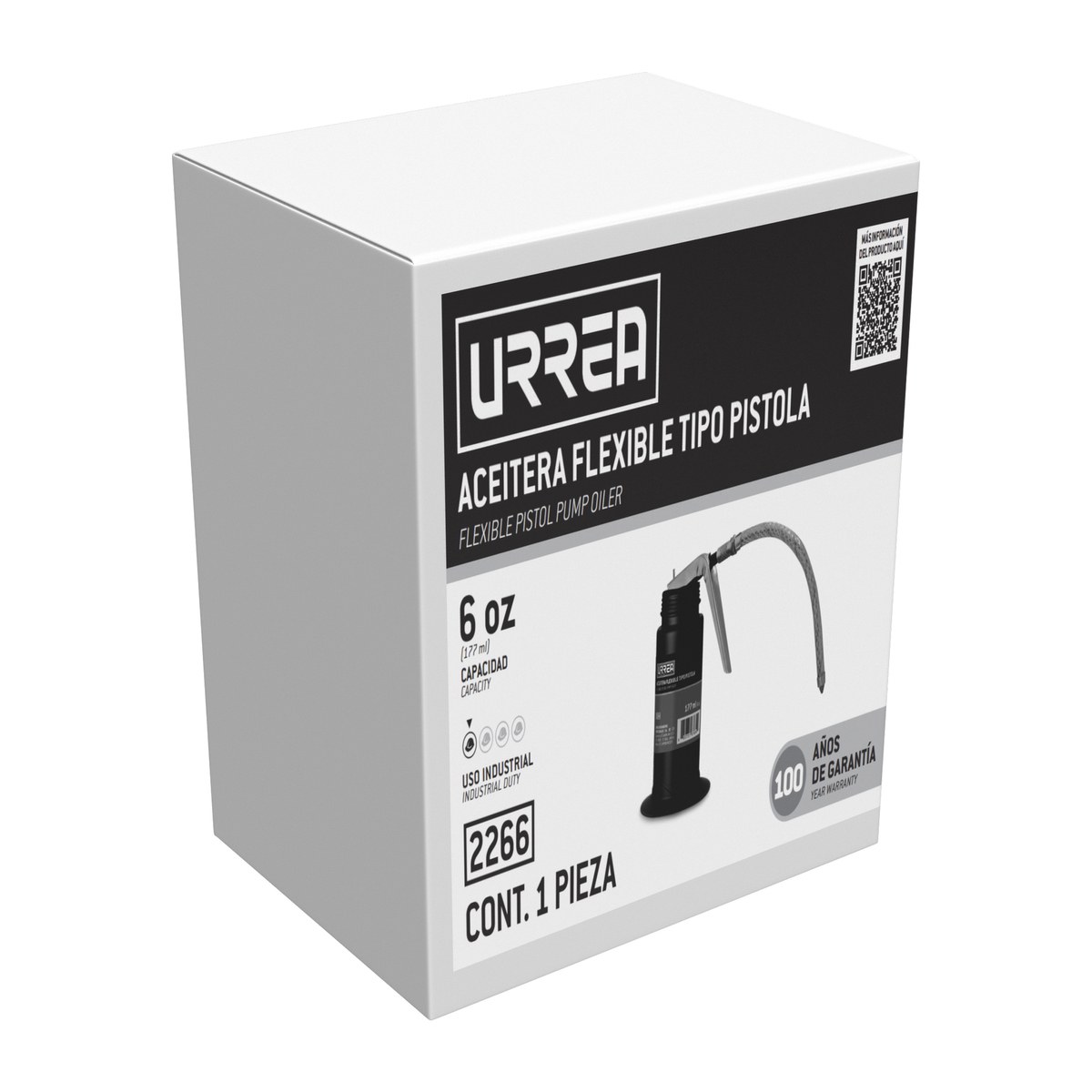 Aceitera flexible tipo pistola de 177 ml Urrea - Imagen 2