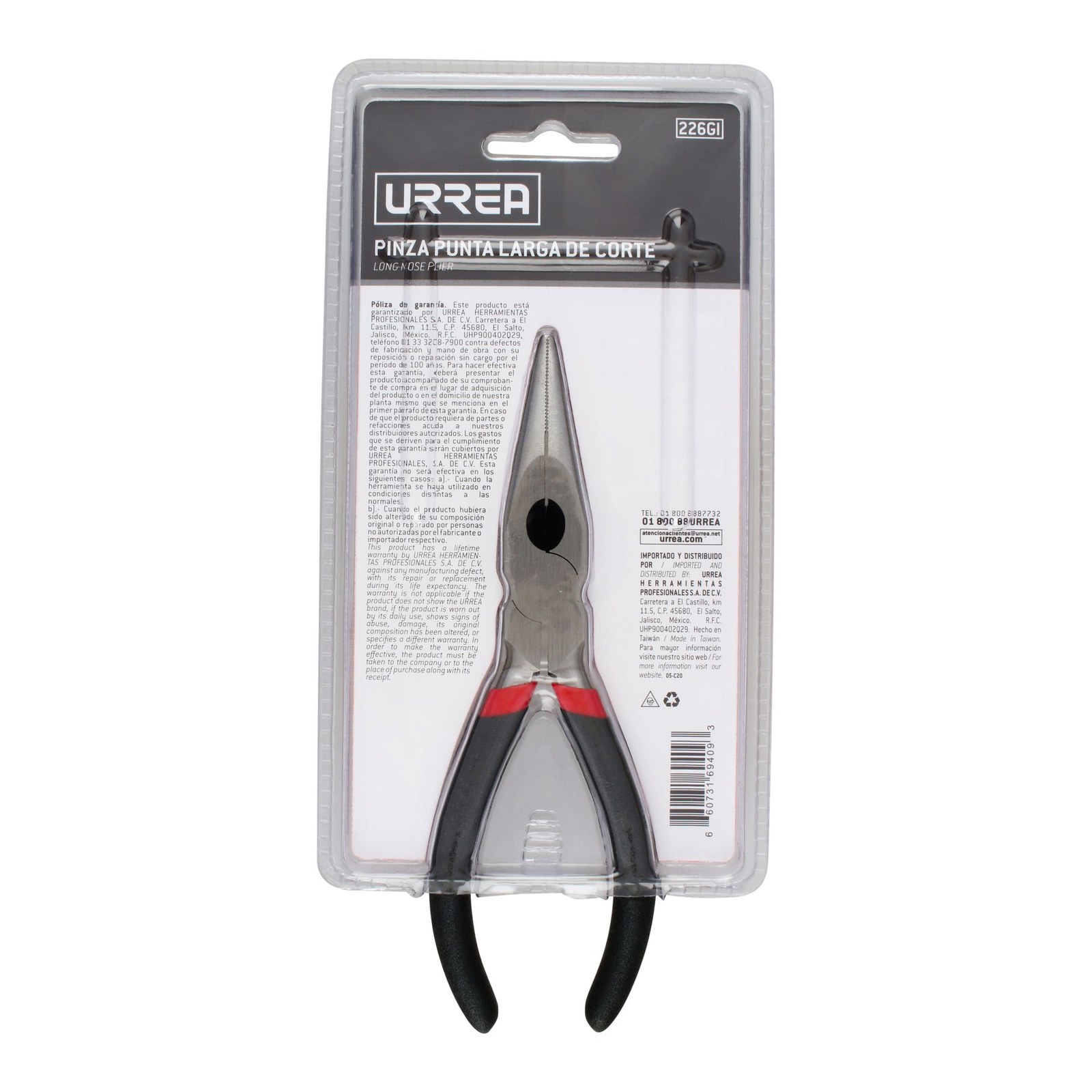 Pinza para electricista con mango rubber grip de 6-3/4" punta larga corte lateral Urrea - Imagen 4
