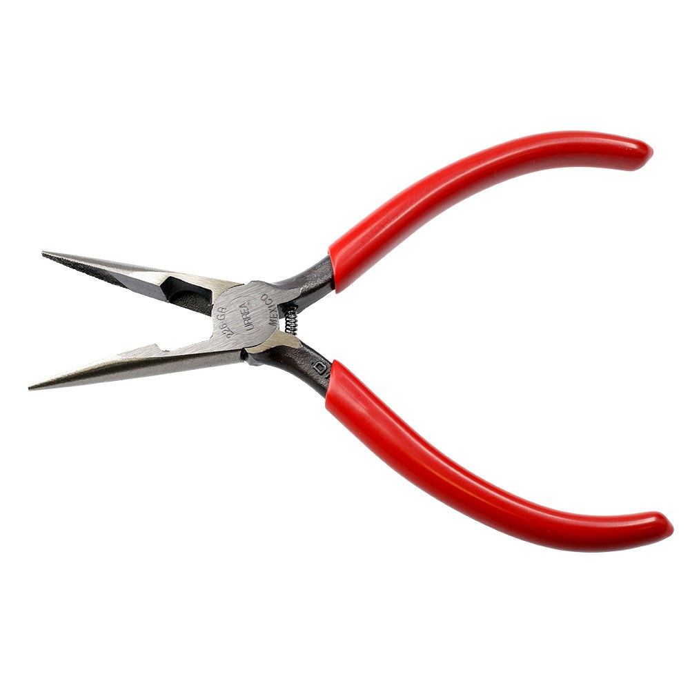 Pinza para electricista con mango rubber grip de 6-5/8" punta larga corte lateral con reso Urrea