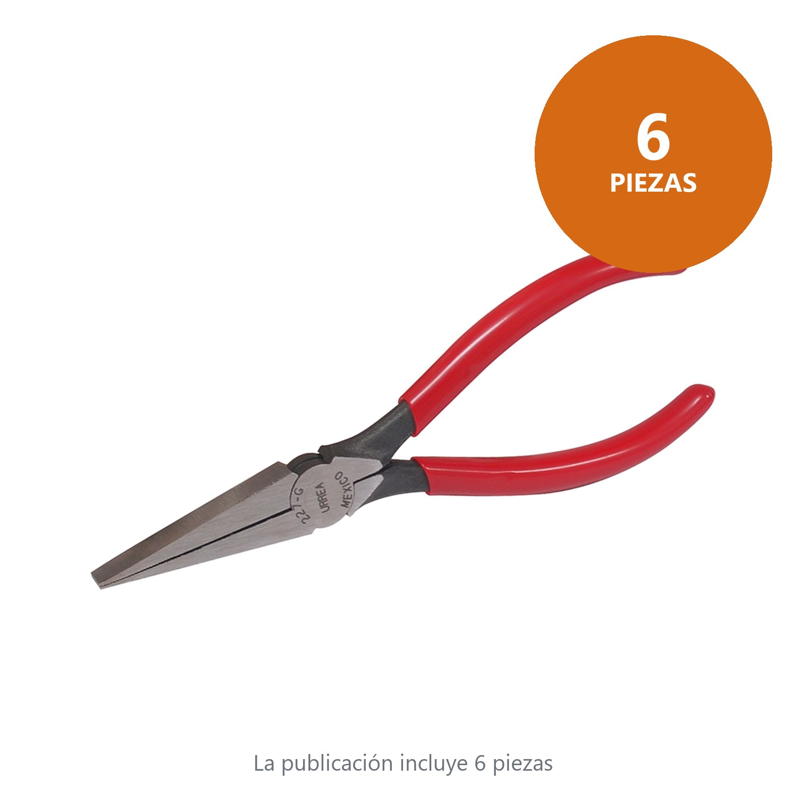 Pinza para electricista con mango rubber grip de 6-5/8" punta plana Urrea - Imagen 3