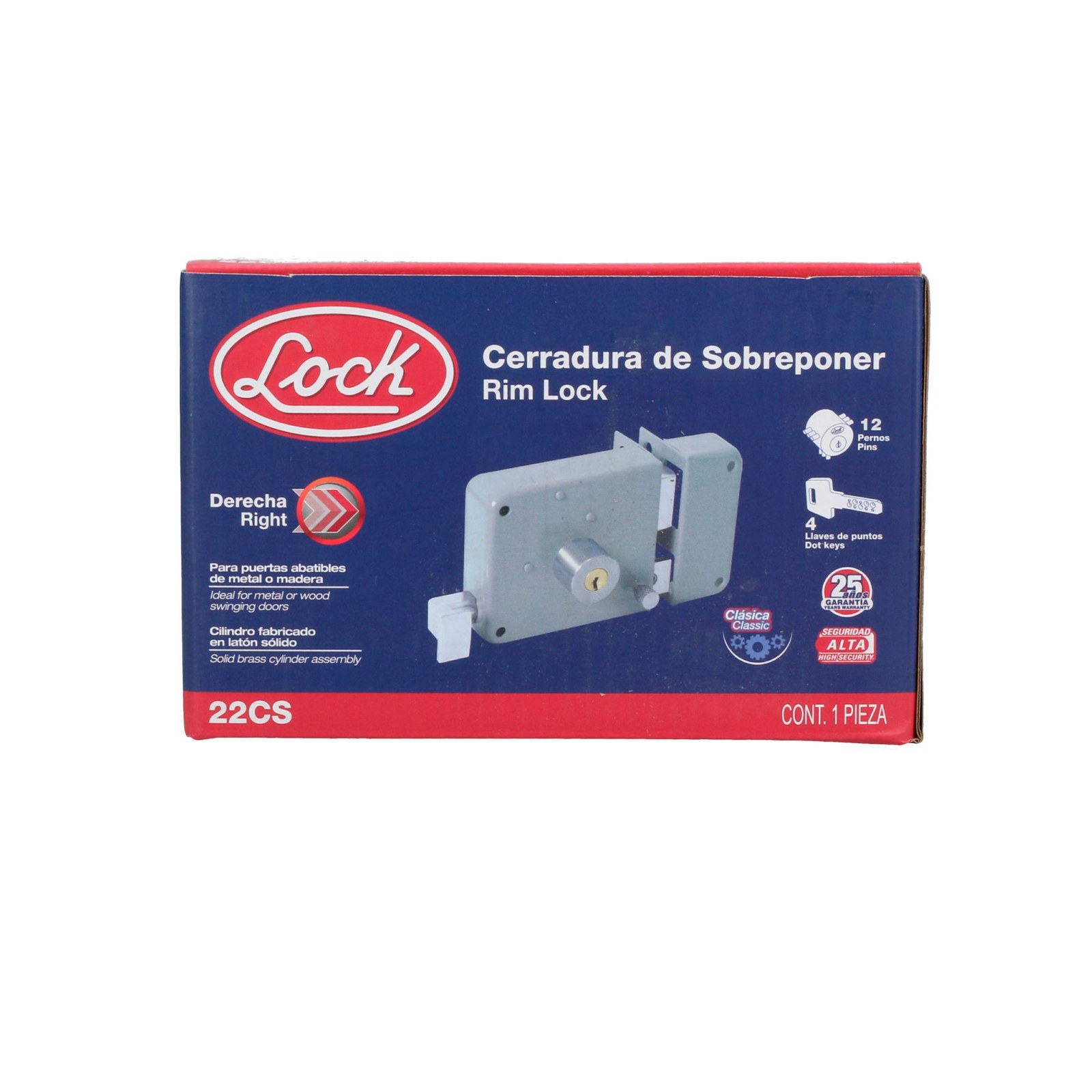 Cerradura sobreponer clásica función derecha , llave de puntos, en caja Lock - Imagen 4