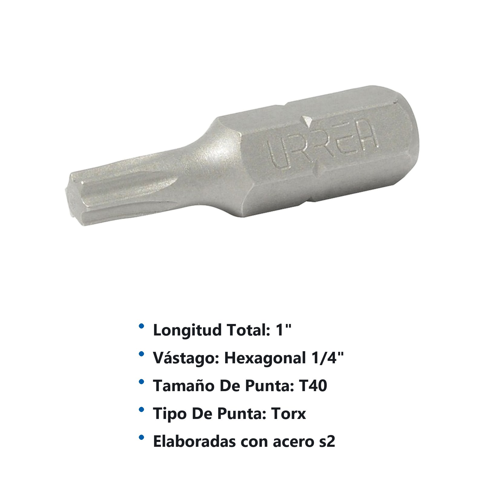 Punta Torx hexágono de 1/4", T40 x 1" Urrea - Imagen 3