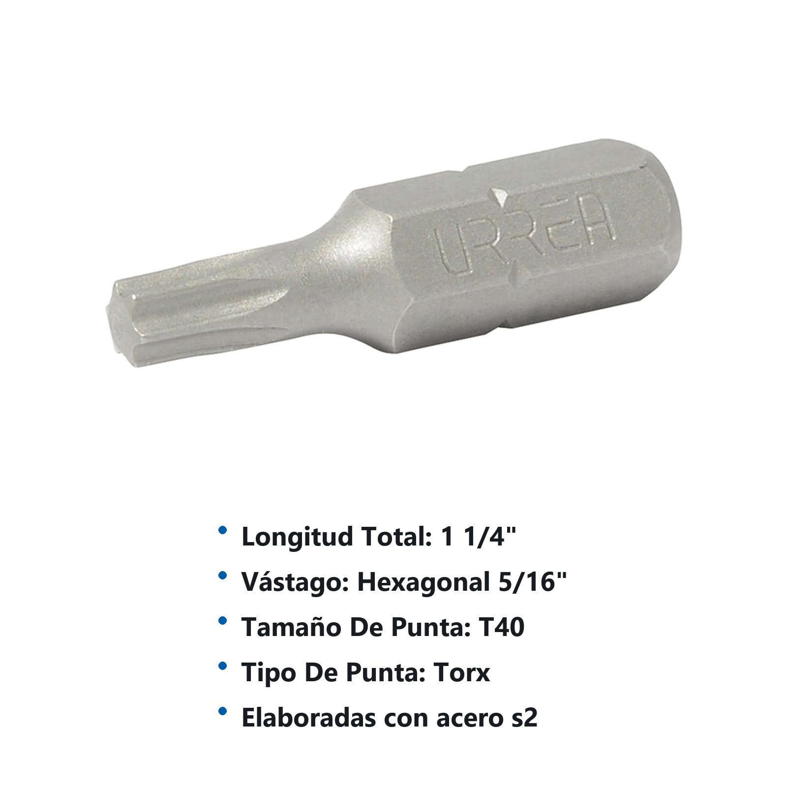 Punta Torx hexágono de 1/4", T40 x 1-1/4" Urrea - Imagen 3