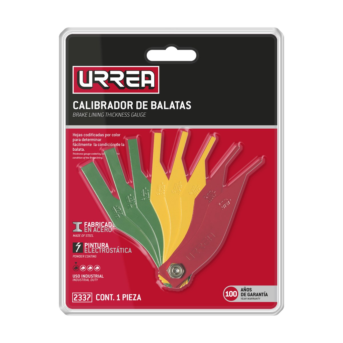 Calibrador de balatas métrico, 8 hojas Urrea - Imagen 2