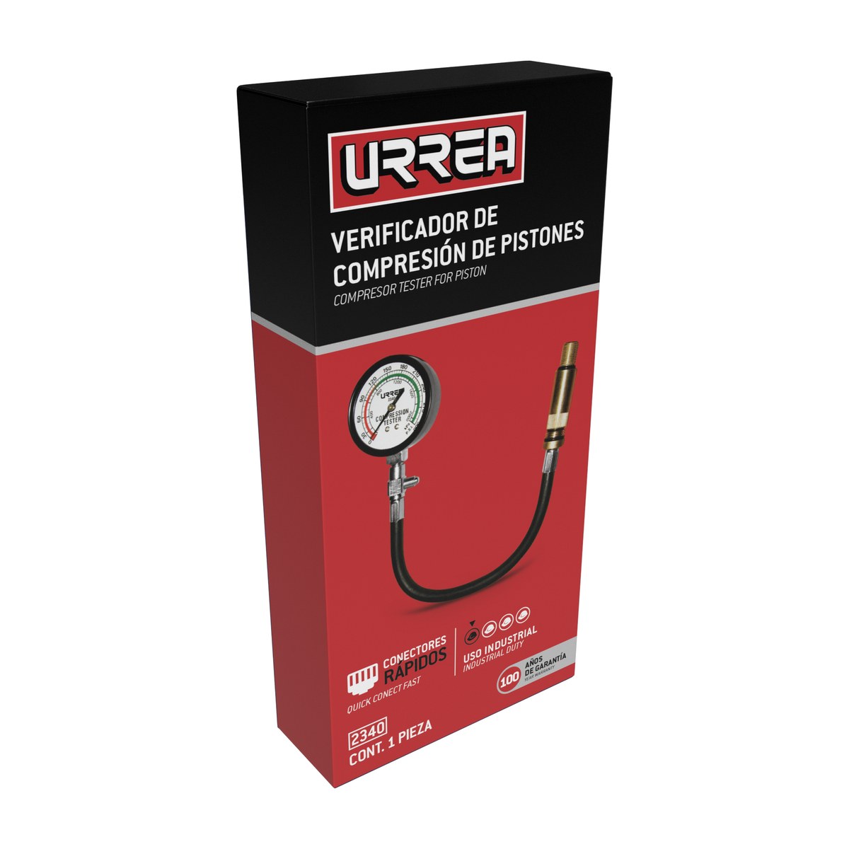 Verificador de compresión a gasolina 0-300 lb/pulg2 Urrea - Imagen 2