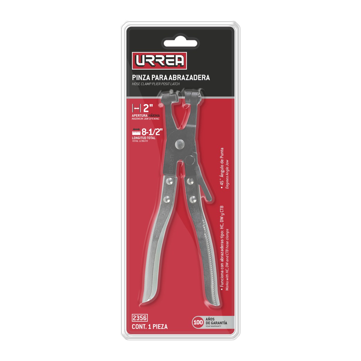 Pinza para abrazaderas apertura máxima de 2", 8-1/2" Urrea - Imagen 2