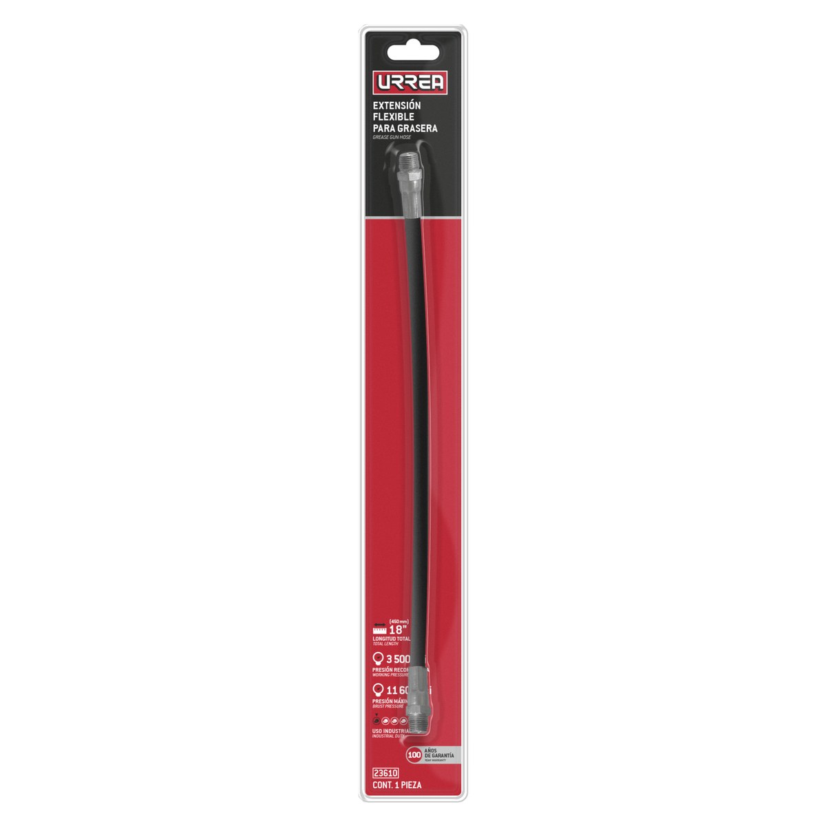 Extensión flexible para inyector de grasa de 45.7 cm Urrea - Imagen 2