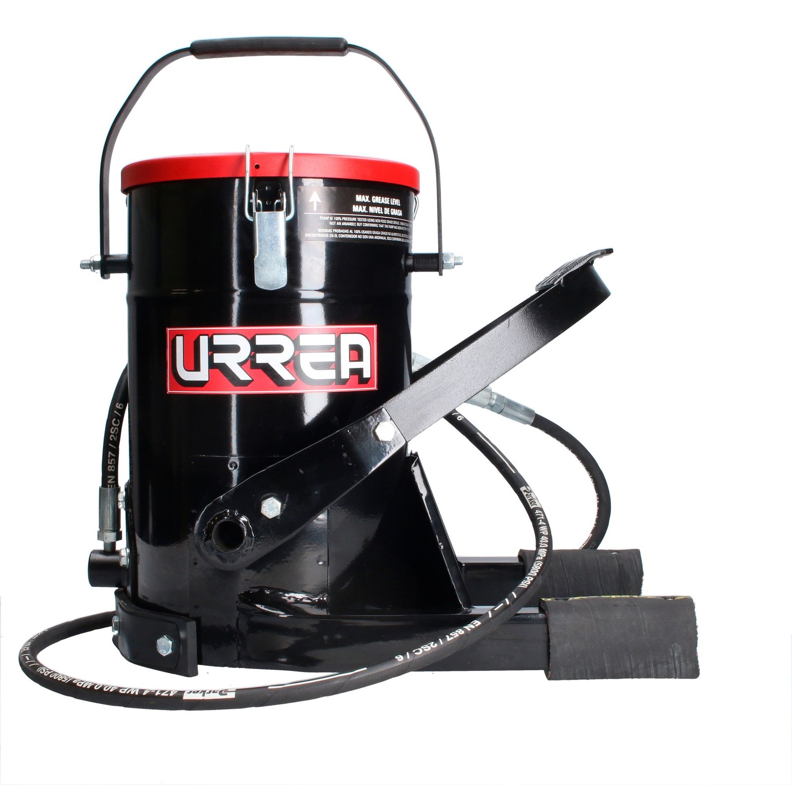 Inyector de grasa con cubeta de alta presión con pedal de 10 kg, 8,700 PSI Urrea - Imagen 4