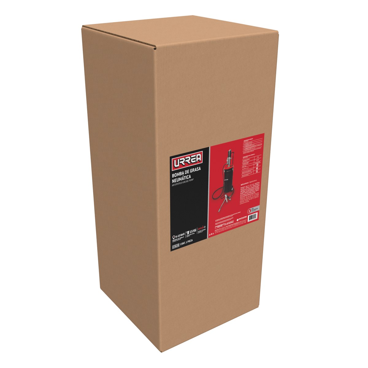 Inyector de grasa con cubeta neumático de 15 kg, 7,500 PSI Urrea - Imagen 2