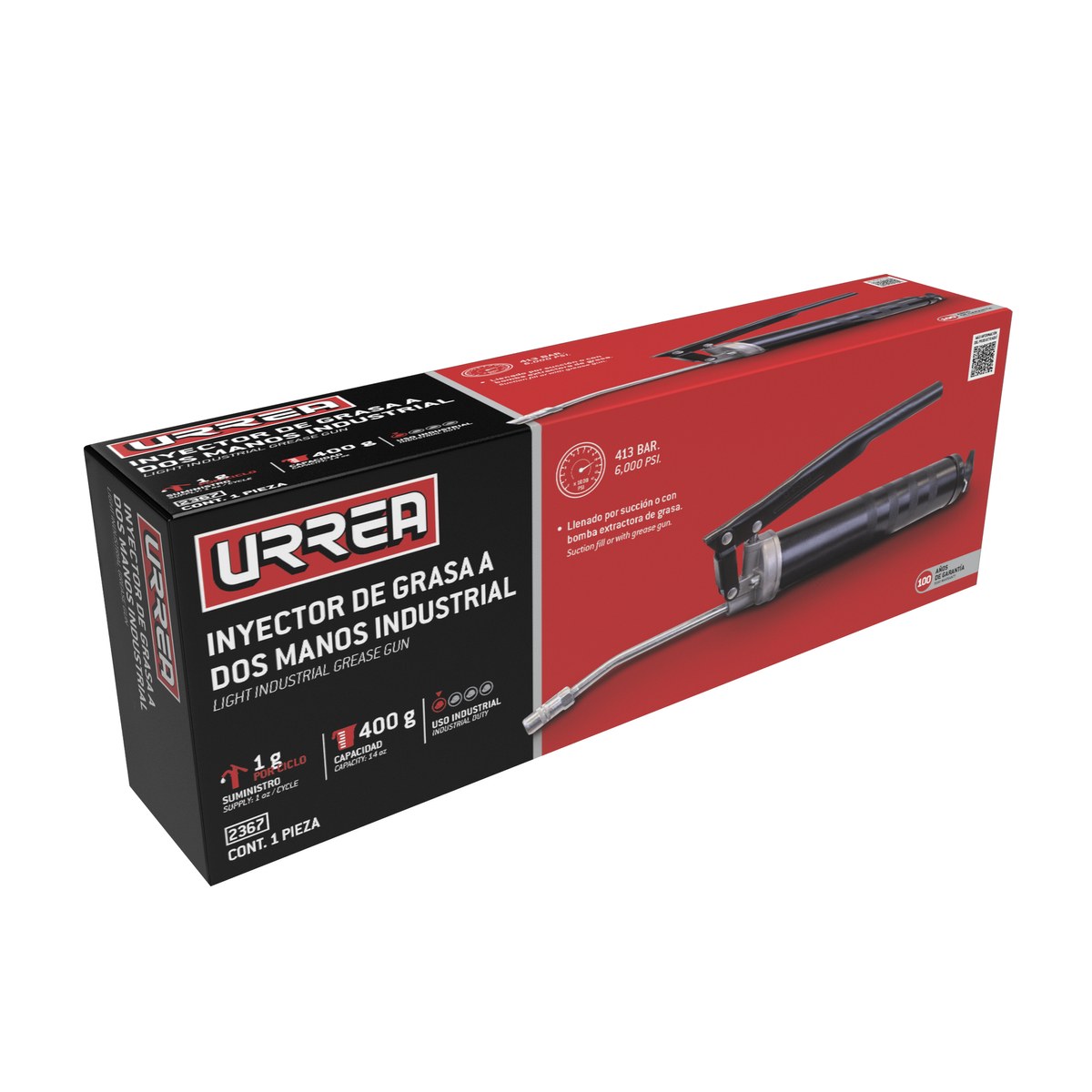 Inyector de grasa a dos manos de 400 g, 6000 PSI general Urrea - Imagen 2