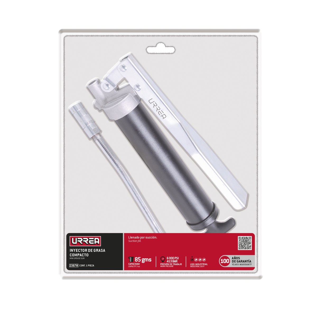 Inyector de grasa a dos manos de 85 g, 6000 PSI compacta Urrea - Imagen 2