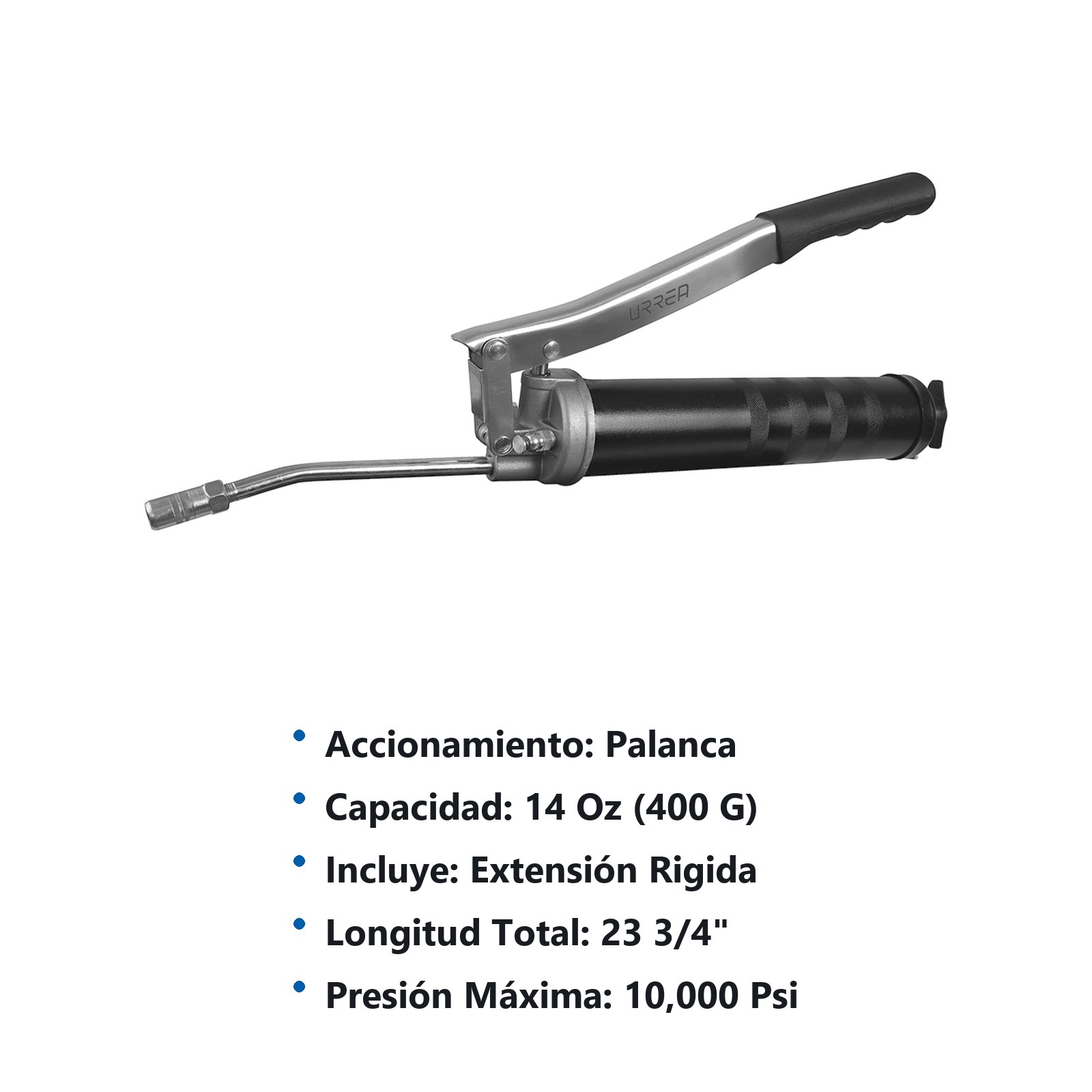Inyector de grasa a dos manos de 400 g, 10000 PSI Urrea - Imagen 3