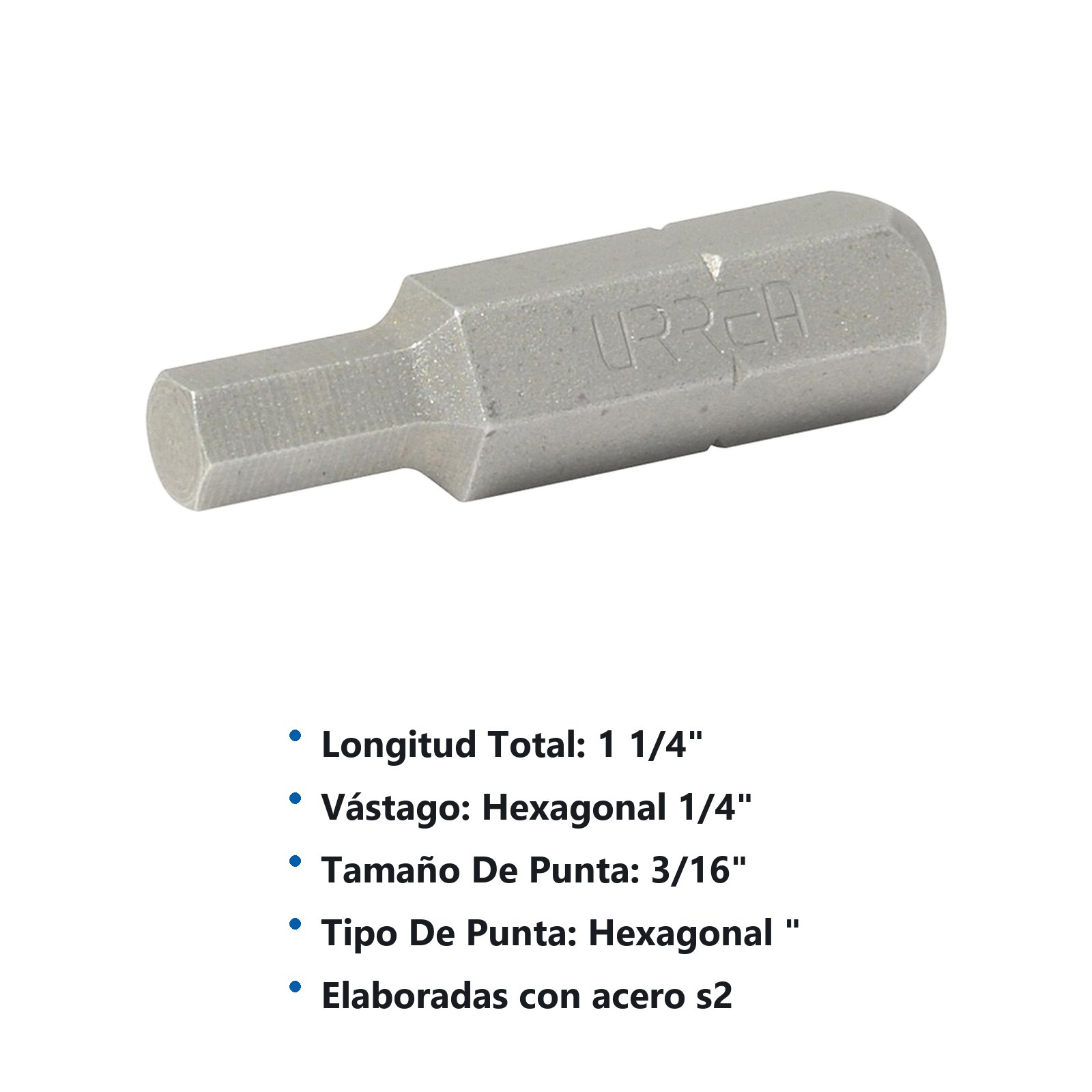 Punta hexagonal hexágono de 1/4", 3/16" x 1-1/4" Urrea - Imagen 3