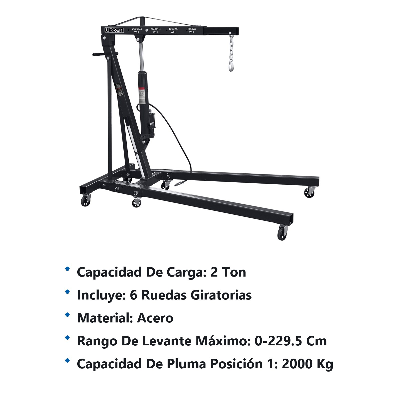 Pluma hidroneumática plegable, 2 ton Urrea - Imagen 2