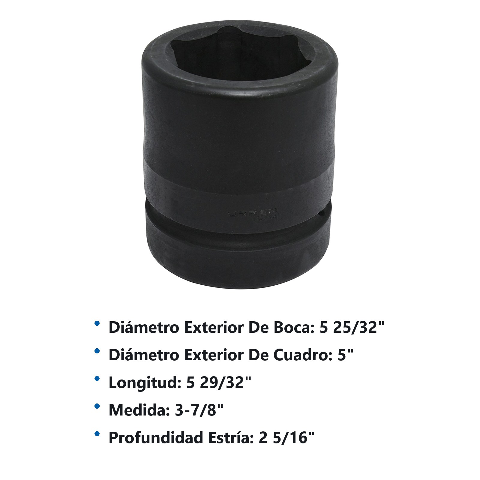 Dado de impacto cuadro de 2-1/2", 6 puntas, en pulgadas, 3-7/8" Urrea - Imagen 2