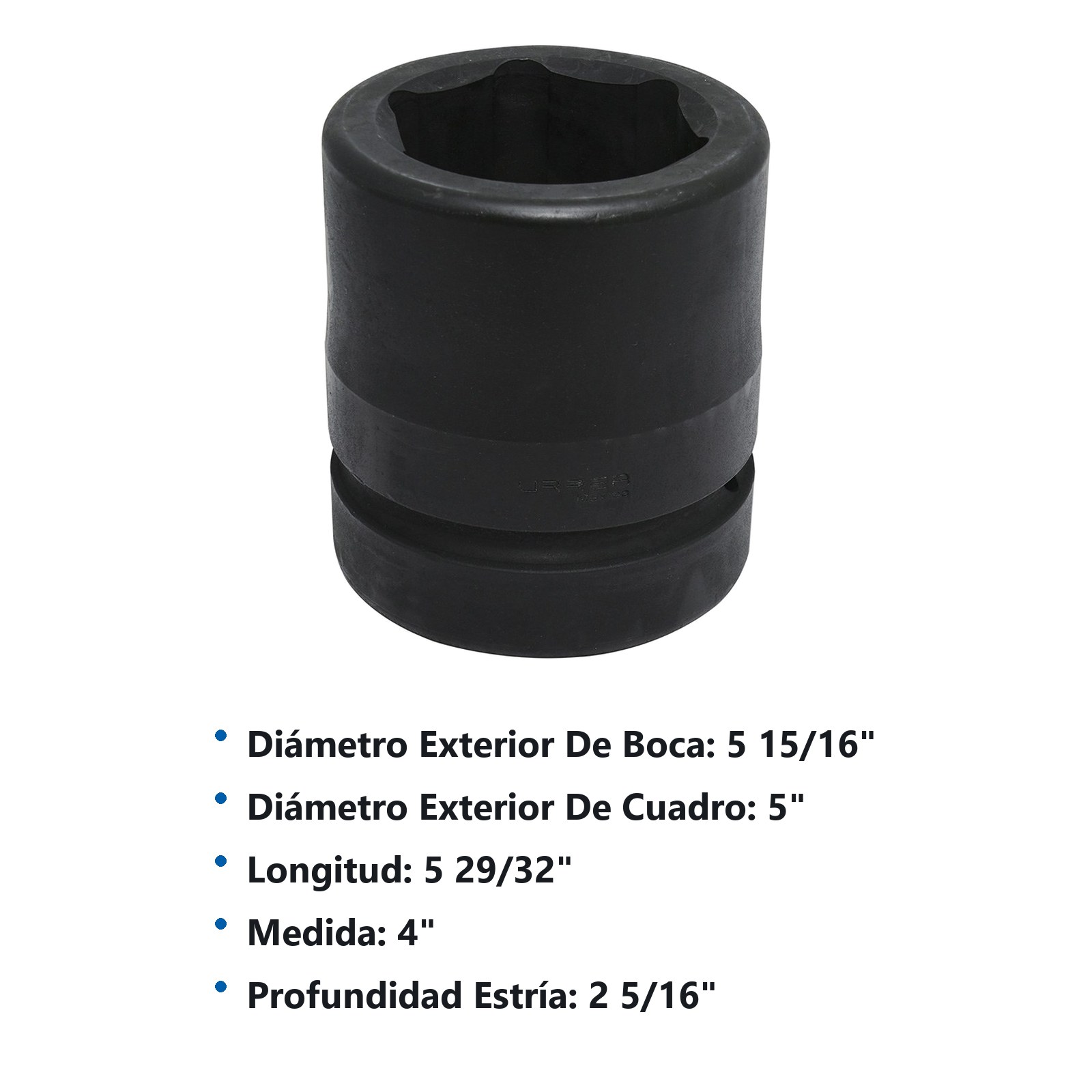 Dado de impacto cuadro de 2-1/2", 6 puntas, en pulgadas, 4" Urrea - Imagen 2
